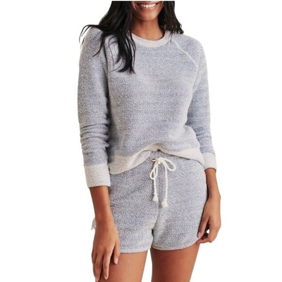 Faherty Whitewater blue textured Pullover Sweatshirt soft Organic Cotton Blend M - Picture 9 of 9